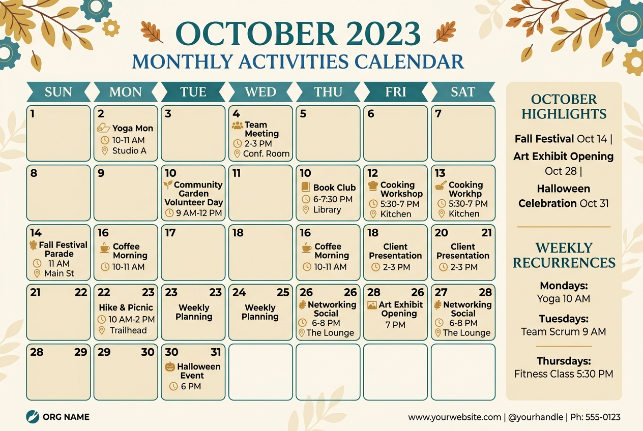 Monthly Calendar